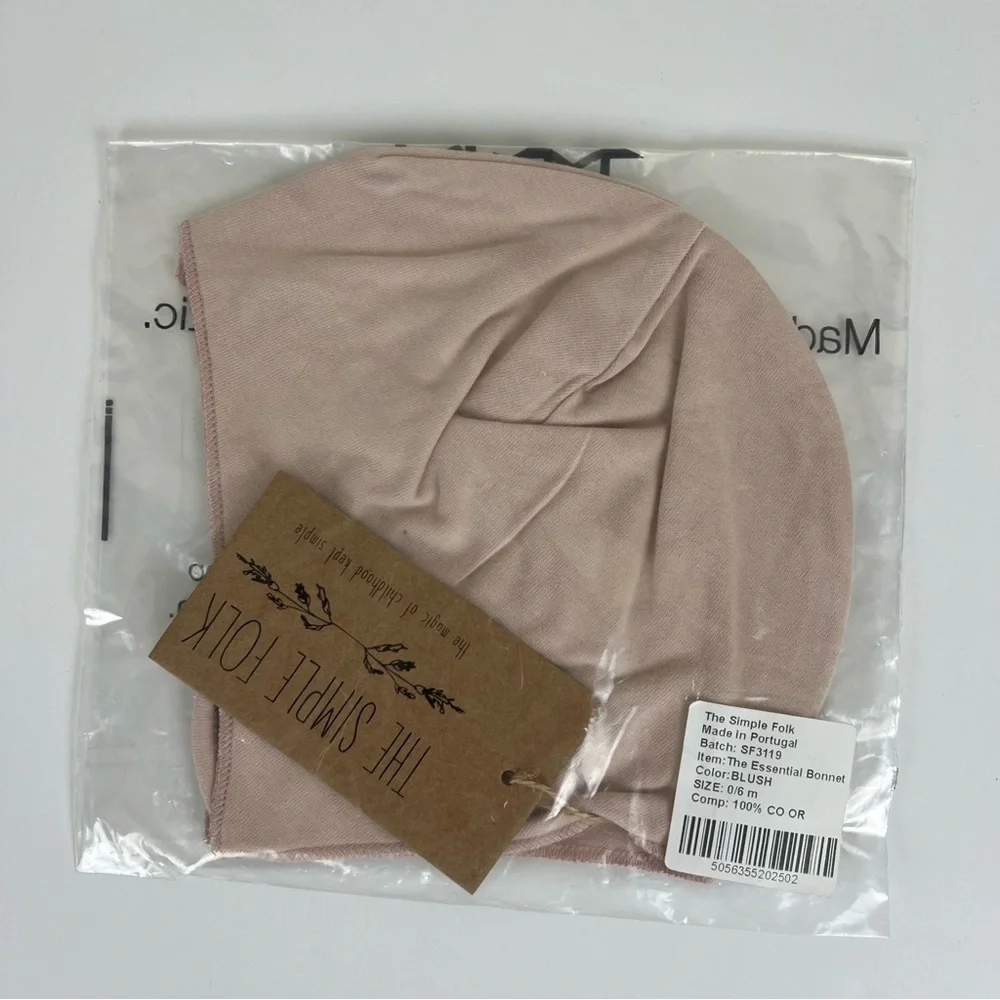 The Simple Folk | Organic Cotton Essential Bonnet Blush | 0/6 M